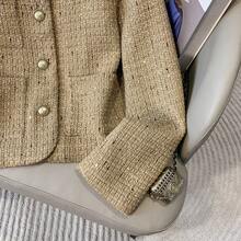 Women's Button Pocket Long Sleeve Woolen Coat, Suitable For Daily Wear And Holidays, Autumn/Winter - Gold - View 5