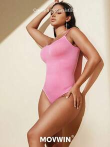 1pc Women Seamless Shaping Bodysuit With Thong Bottom, Slimming Bodyshaper Tummy Control Flat Belly Sheath Jumpsuit Shapewear Waist Trainer Shaper - 粉色 - 查看 6
