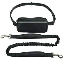 Guia de Corrida para Animais de Estimação com Pochete, Guia Retrátil Multifuncional para Cães, Guia de Cão Sem Mãos, Guia de Cintura com Absorção de Choque para Passeio, Corrida, Caminhada, Cinto Ajustável com Pochete e Alça, Cinto de Corrida Reflexivo para Cães Pequenos, Médios e Grandes