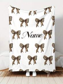 Personalized Pink Bow Anime Theme Flannel Blanket, Custom Name Soft Cozy Throw, Tear Resistant, Machine Washable, Digital Print, Polyester, All Seasons, 280gsm - Ideal For Couch, Bed, Camping & Travel,For Mother's Day,For Birthdays,For Father's Day,For Graduation,For Weddings,For Christmas,For Housewarming Sofa,Bed,Car,Bedroom,Living Room Washable,Lightweight,Breathable,Durable Cozy,Comfortable,Warm,Soft,Simple Custom,Personalized Ideal Gifts For Him,Ideal Gifts For Her