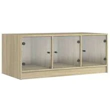 Coffee Table With Glass Doors Sonoma Oak 102x50x42 Cm - Brown - View 3