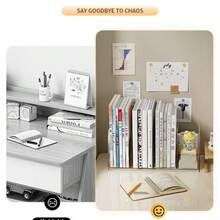 1pc Acrylic Desktop Book Stand, Desk Organizer, Pen Holder, File Tray - Stackable Acrylic Desktop File Organizer, Transparent Document Tray For Files, Papers, IPad, Letters, Small Items To Reduce Desk Clutter - Multicolor - View 3