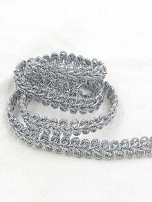 1pc 5 Yards Elegant Gold & Silver Thread Wavy Lace Trim Ribbon, 0.8cm Wide, Apparel, Party, Gift, Home Decor Edging Accessory - Multicolor - View 7