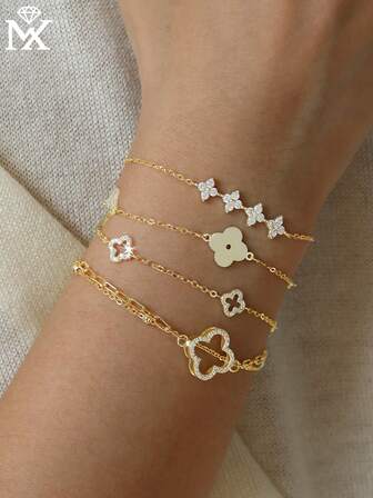 1 pieza Delicada y dulce pulsera de trébol de cuatro hojas de plata 925, diseño minimalista, accesorio versátil para uso diario y regalo para mujeres