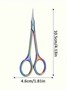 1pc Ergonomic Stainless Steel Nail Scissors - Precision Curved, Non-Slip Handle, Rainbow Color Finish, Suitable For Nail & Eyebrow Care, Unscented, Suitable For Both Hands, Multipurpose, Applicable For Eyelash Trimming