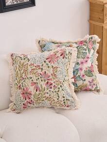 1 pieza Funda de cojín decorativa con estampado floral jacquard rosa, estilo vintage de granja, para decorar la sala de estar, el sofá, el dormitorio, el jardín, el exterior, el automóvil, adecuada para la decoración de otoño e invierno, la mesa de comedor, las fiestas y días festivos