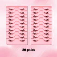 7-10-14-20 pares de pestañas naturales para gatos, pestañas set de pestañas, pestañas postizas, pestañas cómicas, pestañas transparentes y esponjosas, pestañas postizas, pestañas falsas, pestañas esponjosas, grupos de pestañas postizas, pestañas de visón, kits de pestañas kit de extensiones, pestañas esponjosas, pestañas puntiagudas - Negro - Ver 21
