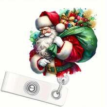 2 pièces/set Porte-badge rétractable de Noël avec cordon, porte-carte d'identité avec étiquette de nom de fête, convient pour les infirmières, les employés de bureau, les enseignants et les étudiants