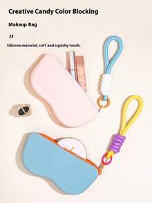 1 pieza, Estuche de gafas de sol de silicona impermeable con cordón y cremallera, bolsa de almacenamiento portátil para gafas de sol, estuche de gafas de sol suave y ligero, perfecto para viajes, viajes de negocios, fiestas en la playa, se puede llevar en la muñeca o adjuntar a la mochila, diseño ligero, regalo ideal para preservar los anteojos, regalo de Navidad, regalo del Día de San Valentín, regalo del Día de la Madre, regalo de cumpleaños