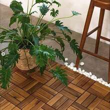 30Pcs Plastic Interlocking Deck Tiles, Solid Acacia Deck Tiles 12''x12''Interlocking Flooring Tiles Checker Pattern ,Patio Floor Decking Tiles For Balcony Decor Backyard - 棕色 - 查看 11