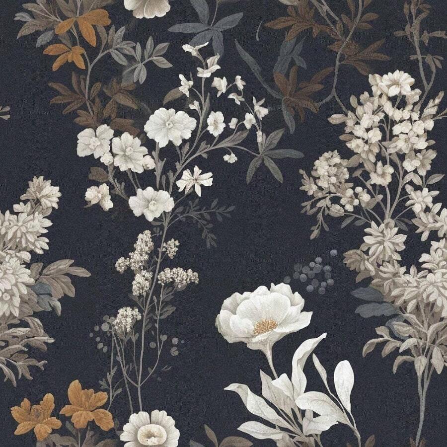 Floral Peel And Stick Wallpaper Vintage Floral Contact Paper 16.1inchx118.1inch Boho Flower Removable Wallpaper Dark Flower Self Adhesive Contact Paper Cabinets And Drawer Vinyl Roll - 16.1 英寸 x 118.1 英寸 - 查看 1