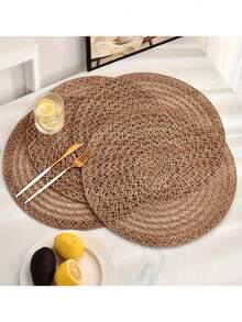 1/4/6/12 pezzi Tovagliette rotonde in stile bohémien da 15 pollici in lino intrecciato, adatte per decorazioni tavola per feste, compleanni, all'aperto in stile rustico, adatte per tutte le stagioni