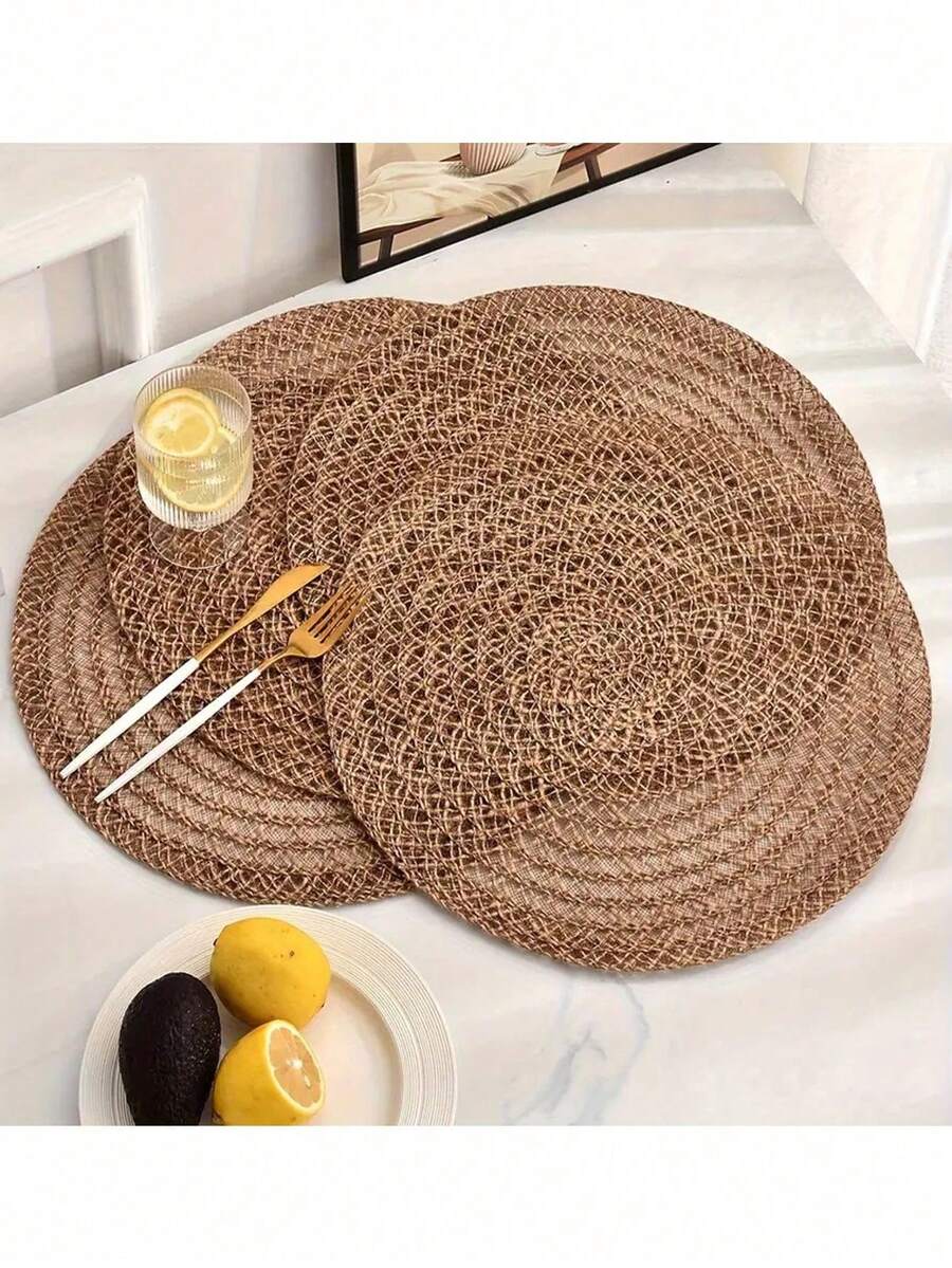 1/4/6/12 pezzi Tovagliette rotonde in stile bohémien da 15 pollici in lino intrecciato, adatte per decorazioni tavola per feste, compleanni, all'aperto in stile rustico, adatte per tutte le stagioni