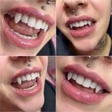 一对吸血鬼獠牙装饰品，男女通用节日角色扮演配饰，舞台道具礼品 - 白色 - 查看 6