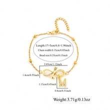 1pc New Fashion Initial Infinity Symbol Golden Stainless Steel Bead Chain Bracelets For Women - Gold Micro-inlay - View 2