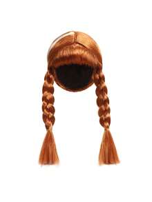 1 pieza Peluca de trenzas dobles de niña morena, adecuada para Navidad, carnaval, fiesta, actuación en el escenario, cosplay - Marrón - Ver 1