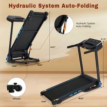 MERAX New Treadmills For Home, 3.5HP Hydraulic System Auto Foldable Treadmill With Incline,10MPH 350Lbs Weight Capacity Electric Treadmills With Heart Rate Sensors,Type C & USB Charge ,Bluetooth Speaker - Xem 5