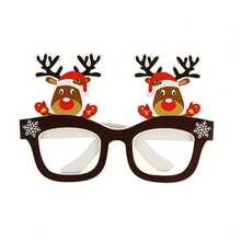 2 Sets Christmas Santa Claus, Christmas Tree, Reindeer Paper Glasses, Frame-Style Christmas Glasses, Photo Props, Halloween, Christmas Event And Party Decorations