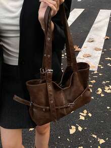 Bolsa tote de alta capacidade para deslocamento diário, nova bolsa de ombro de luxo para trabalho, outono/inverno