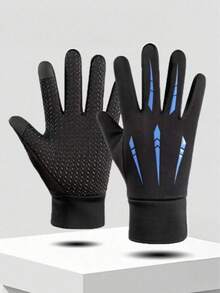 1pair Touch Screen Anti-Slip Sports Gloves,Suitable For Cycling,Riding Motorcycle And Skiing,Black Gloves,Winter Hand Warmers - Multicolor - View 12