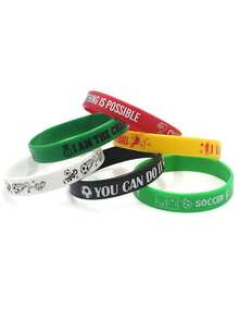 10pcs Football Themed Commemorative Sports Rubber Bracelets, Soccer Fan World Cup Team Grouping Silicone Wristbands, Birthday Small Gift - Multicolor - View 2