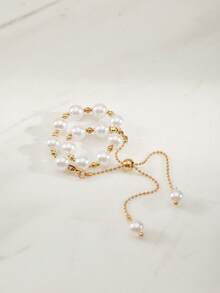 Clariva 女士仿珍珠装饰串珠手链圣诞礼物 - 彩色 - 查看 5