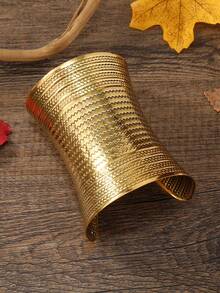 1 pieza Brazalete de metal ondulado floral vintage largo, pulsera abierta personalizada de moda, tobillera ajustable