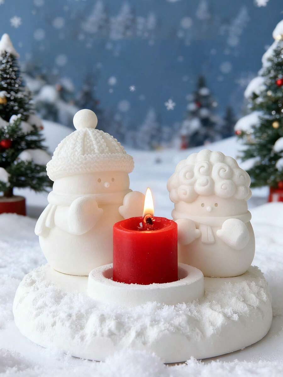 1 Stück Schneemann Weihnachts-Bienenwachskerze - Süße Aromatherapie-Dekorationskerze, Fotorequisite & Winterszenen-Ornament, perfekt für Heimdekoration/Kerzen-Tischmitte mit Bulk-Weihnachtsgeschenkoptionen, geeignet als Geschenk für Frauen/beste Freundinnen & für Winter/Weihnachten