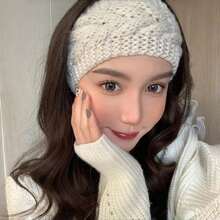 1pc Unisex Knitted Embroidered Solid Color Criss-Cross Fashion Headband, Elegant Street Style Hair Accessory, Bohemian Women Bandanas Women Hair Accessories Elegant Hair Band - Multicolor - View 5