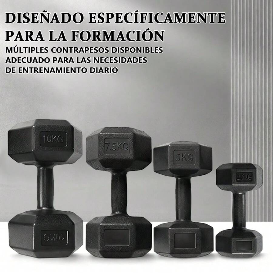 Juego De Mancuernas Hexagonales Compuesto Por Dos Mancuernas With Pesos De 2 Kg, 5 Kg, 7.5 Kg And 10 Kg, With Revestimiento De Vinilo. Adecuadas For Exercisers Of The Superior Part Of The Body, Training Of The Foot, Exercises Of The Gymnasium And Training Of The Entire Body. - 黑色 2.5kgX 2/5.5Lbs X 2 - 查看 1