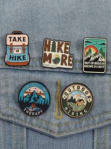 5入組牛仔朋克創意動物風景胸針服飾配件金屬徽章牛頭帽子靴子徽章