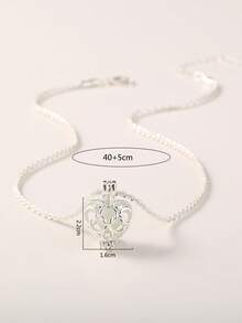 1pc Fashionable Silver-Plated Copper Shiny Bling Chain With Glow-In-The-Dark Heart Pendant Necklace, Suitable For Women's Daily, Party, Vacation, And Date Occasions