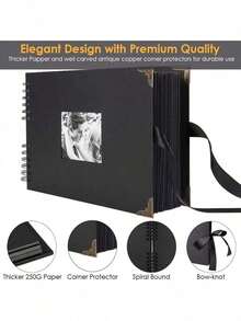 圣诞节DIY相册套装，含80页黑色内页、照片胶贴，DIY礼物，婴儿剪贴簿套装，家庭、周年纪念、生日、情人节、婚礼相册，包含贴纸，毕业礼物，家居装饰，新年礼物 - 彩色 - 查看 12