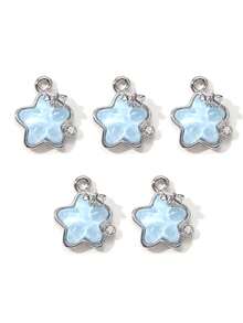 10/20pcs Random Blue Tone Ocean Colored Rhinestone Cross & Heart Shaped Pendant DIY Necklace Bracelet Jewelry Gift For Women
