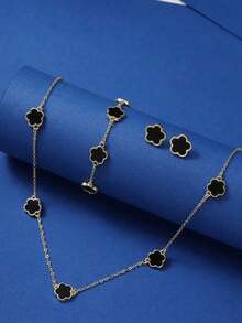 4pcs/Set Elegant Golden Five-Petal Flower Design, Copper Material, Suitable For Daily Wear, Back To School Gift
