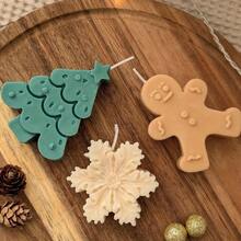1 件/3 件套松树、姜饼人、雪花硅胶蜡烛模具，可爱卡通风格 DIY 圣诞树、雪花、姜饼人石膏、粘土、树脂模具、手工工艺材料、情侣节日礼物、圣诞装饰 - 彩色 - 查看 4