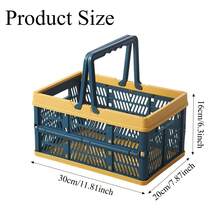 1 قطعة صندوق قابل للطي مع مقبض، صندوق تخزين متعدد الوظائف وسلة فرز، سلة تخزين للسيارة، للمطبخ والحمام والأدوية، متوفر بأربعة ألوان