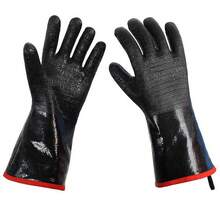 Extreme Heat Resistant Gloves For Grill BBQ,Aillary Waterproof Long Sleeve Pit Grill Gloves For Fryer, Baking, Oven,Smoker,Fireproof, Oil Resistant Neoprene Coating