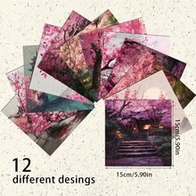 24/36 peças 5,9*5,9 polegadas bloco de papel para scrapbook com pintura de paisagem em flor de ameixa, papel criativo de alta qualidade para scrapbooking de um lado, para scrapbooking faça você mesmo, criação de cartões, diário e artesanato - Multicolorido - Ver 4