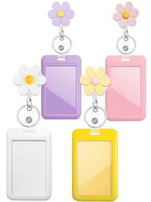 1 قطعة بكرة شارة هوية قابلة للسحب مزينة بزهرة ملونة مع حامل بطاقة الهوية؛ بكرة شارة هوية معلم مصنوعة من الراتنج الجميل والممتع، يمكن تعليقها على سلسلة المفاتيح؛ مناسبة للأطباء والممرضات والمعلمين والطلاب وموظفي المكاتب