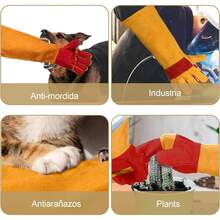 Guantes Largos Anti-Mordida para Animales de 60 cm, Guantes de Protección para Manipulación de Animales, Guantes de Cuero Duraderos para Perros, Gatos, Pájaros, Serpientes, Lagartos, Reptiles - 1 - Ver 6