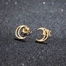 1 Pair Of Stainless Steel Delicate Moon Star Earrings For Women Asymmetrical Star Moon Bride Engagement Earrings For Wedding Gifts