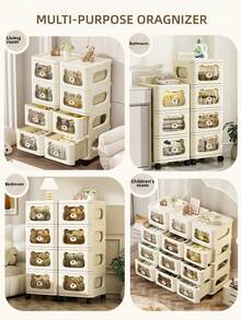 Stackable Rolling Drawer Storage Cabinet With Wheels, 5 Tier Multi-Tier Storage Organizer, PP Material Storage Bins With Handles For Home Organization, Bedroom, Nursery, Entryway, Tool-Free Assembly, Space Saving Mobile Storage, US Local Delivery - Multicolor - View 11