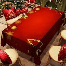 1/20 pièces Nappe de Noël, fond rouge luxueux orné de boules de Noël dorées et d'un motif d'arbre de Noël. Nappe créant une atmosphère de Noël joyeuse. Convient pour la décoration de fête, la table de cuisine et salle à manger à la maison, la décoration d'intérieur, pour créer une ambiance confortable et raffinée.
