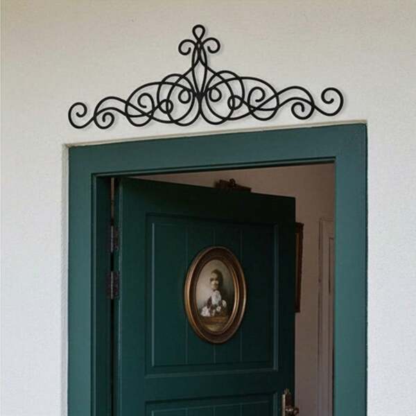 1 pieza Decoración de pared metálica para el hogar - Decoración de pared de hierro rústico, cartel de bienvenida de metal, arte colgante de puerta de granja vintage para decoración de entrada del hogar, hecho a mano, decoración de pared de metal en la esquina, colgante de puerta de metal, decoración de puerta del dormitorio