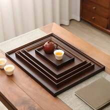 Service Tray For Serving Dishes, 1pc Vintage Bamboo Wood Tray, Dark Walnut Rectangular Serving Tray - Bamboo Composite Sturdy Water-Resistant Tray For Home, Restaurant, Hotel & Display - 棕色 - 查看 3