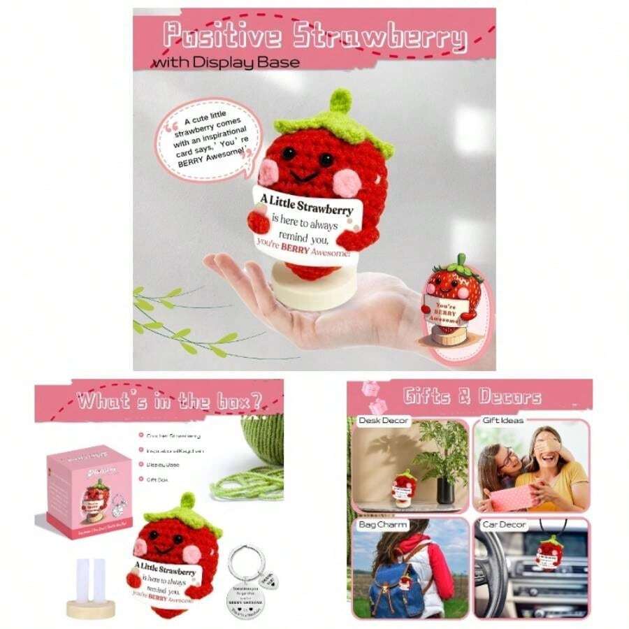 Positive Crochet Strawberry Gifts Women: Friend Mom Sister Her Birthday Handmade Strawberry Berry Awesome
