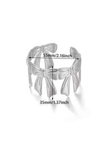 1 Pc Fashion Bow Open Bracelet For Women Gold Color Stainless Steel Geometric Bracelet Birthday Party Jewelry Gift Valentines,Mom,Mother,Mother's Day,Gift