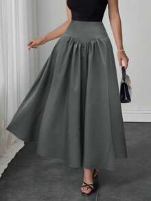 Elegant Ladies' Skirts In The New Autumn And Early Autumn Of 2025 Are Suitable For Dating, Student Wear, Daily Travel, Basic Versatile, Leisure, Beach And Other Scenes, Elegant And Casual Ladies' Skirts, Solid Color, Plastic Waist A Pleated Design, Woven Fabrics, A Variety Of Colors To Choose From, Suitable For Going Out To Wear, Can Also Be Used As Home Clothing.