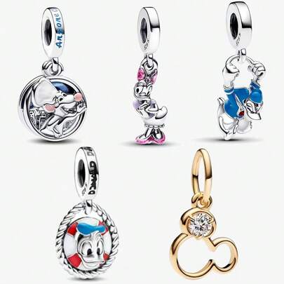 Disney 1 Silver Plated Duck Pendant, Suitable For Bracelets And Necklaces, Daily Wear Or Special Occasions Decoration Or Valentine's Day Birthday Gift